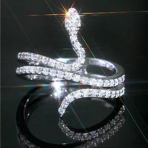 Snake Ring Silver 925 Zircon Ring size 8